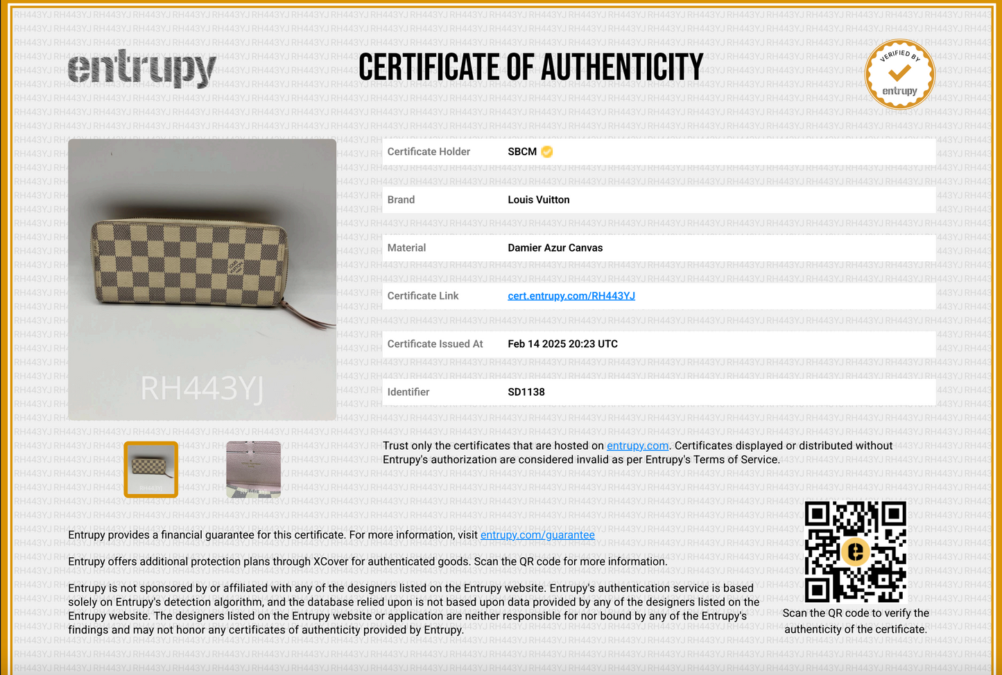 Louis Vuitton Damier Azur Clemence Wallet 1409929