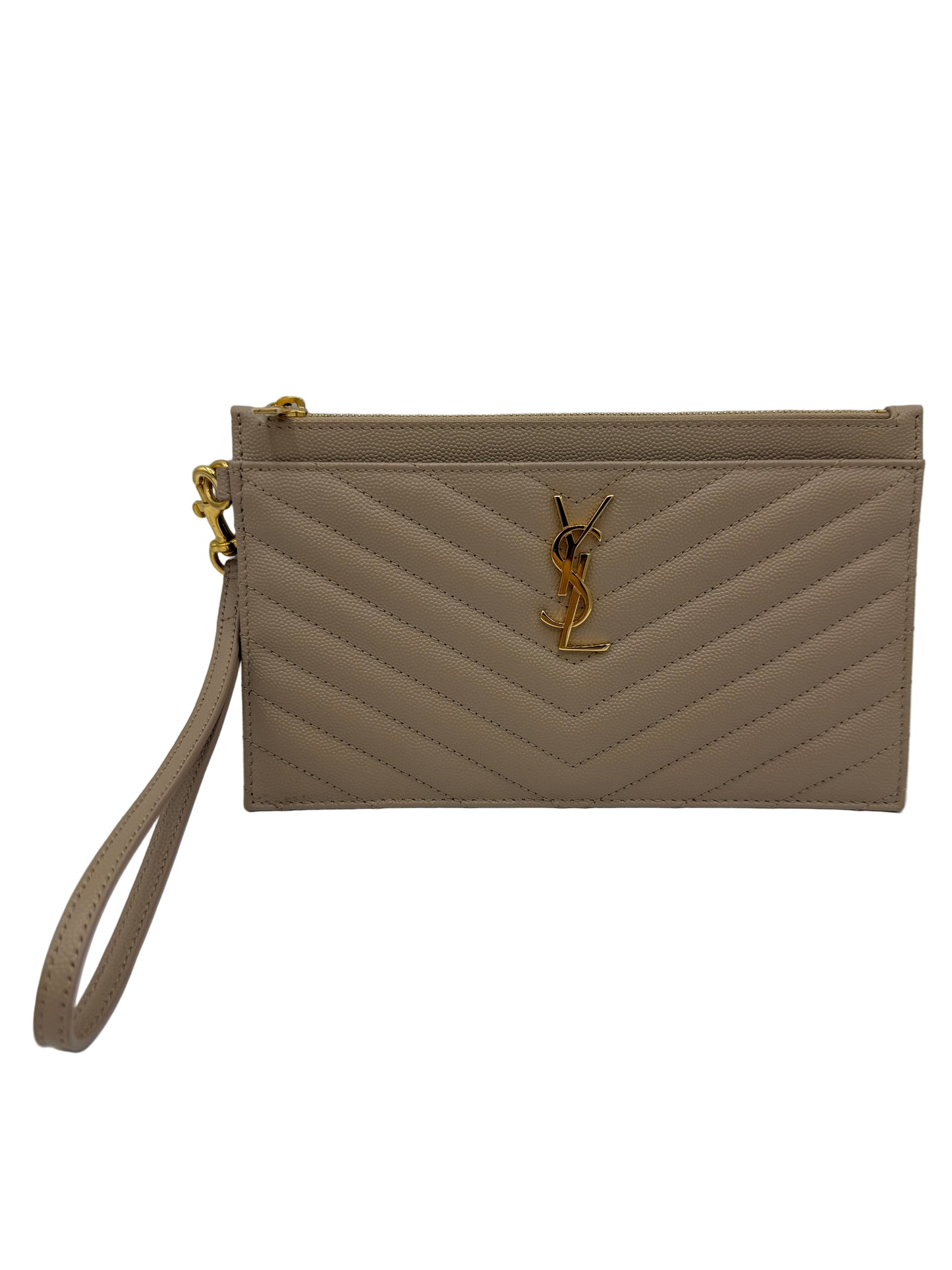 Saint Laurent Grain De Poudre Chevron Monogram Large Bill Pouch 1411868
