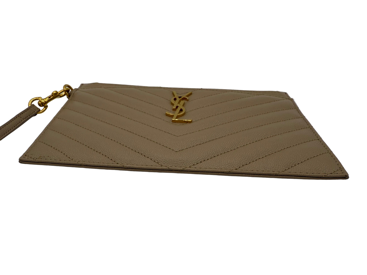 Saint Laurent Grain De Poudre Chevron Monogram Large Bill Pouch 1411868