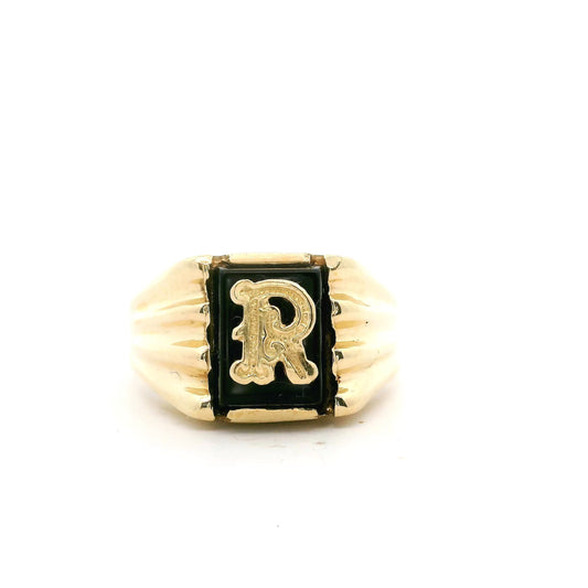 R Signet Ring Size 6.25 0943359