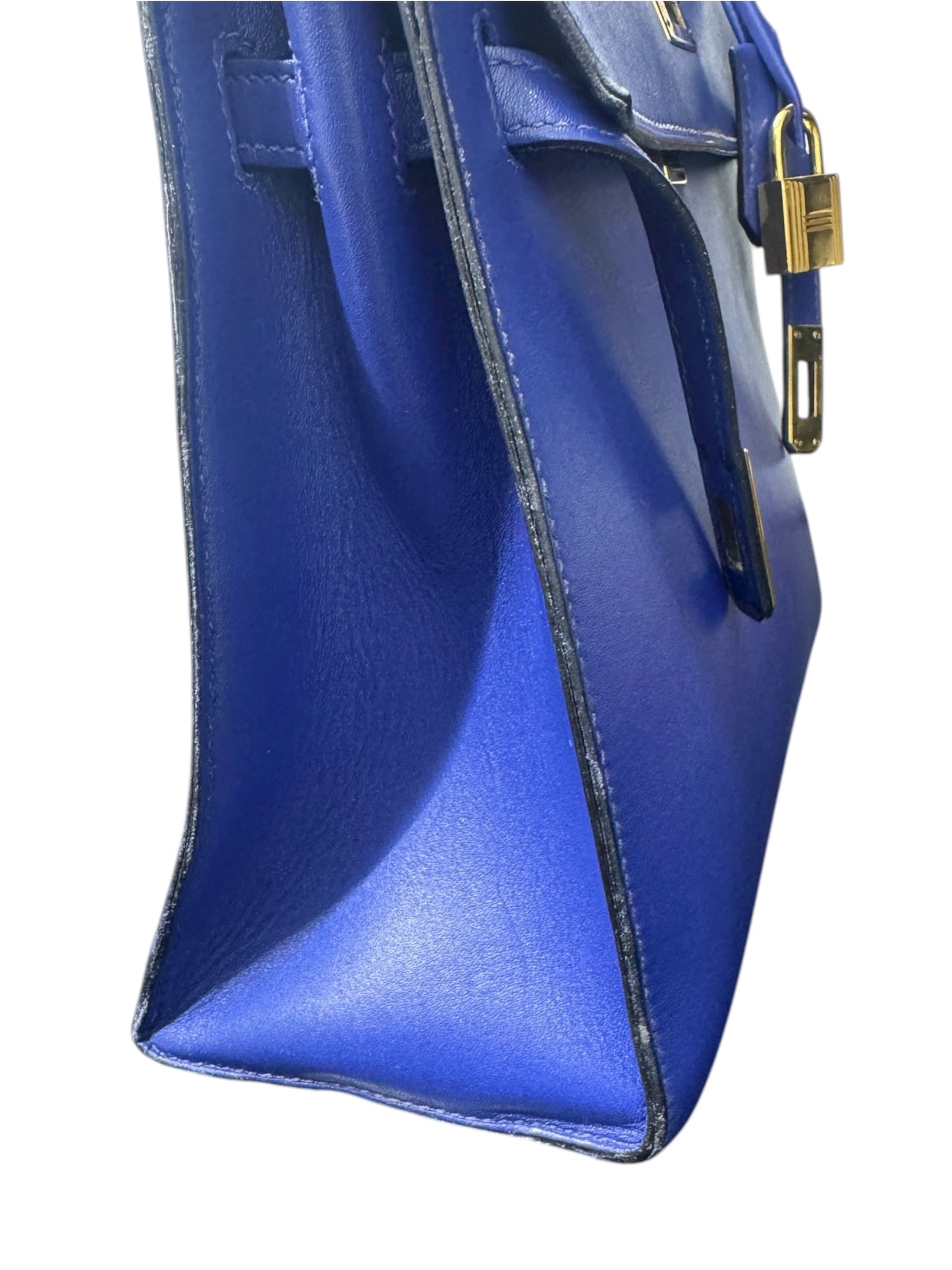 Authentic Hermès Kelly Sellier 25 in Bleu Electric with Gold Hardware 0251097