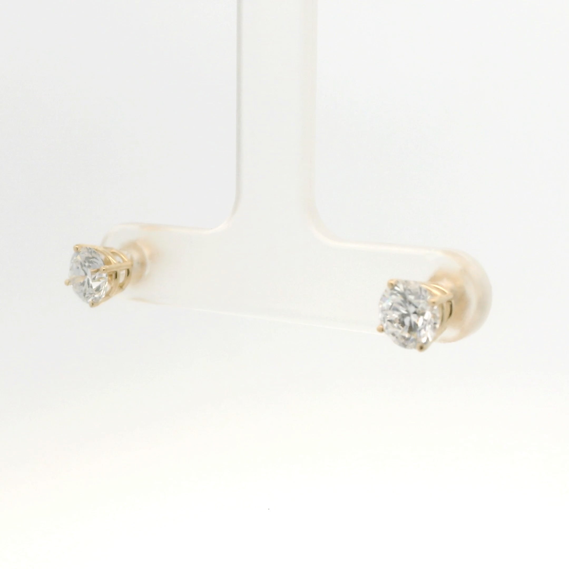 Brand New Lab Grown Diamond Stud Earrings - 1.50CTW Yellow Gold