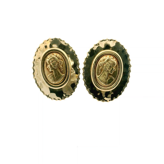 Clip On Golden Cameo Earrings 1217066-6