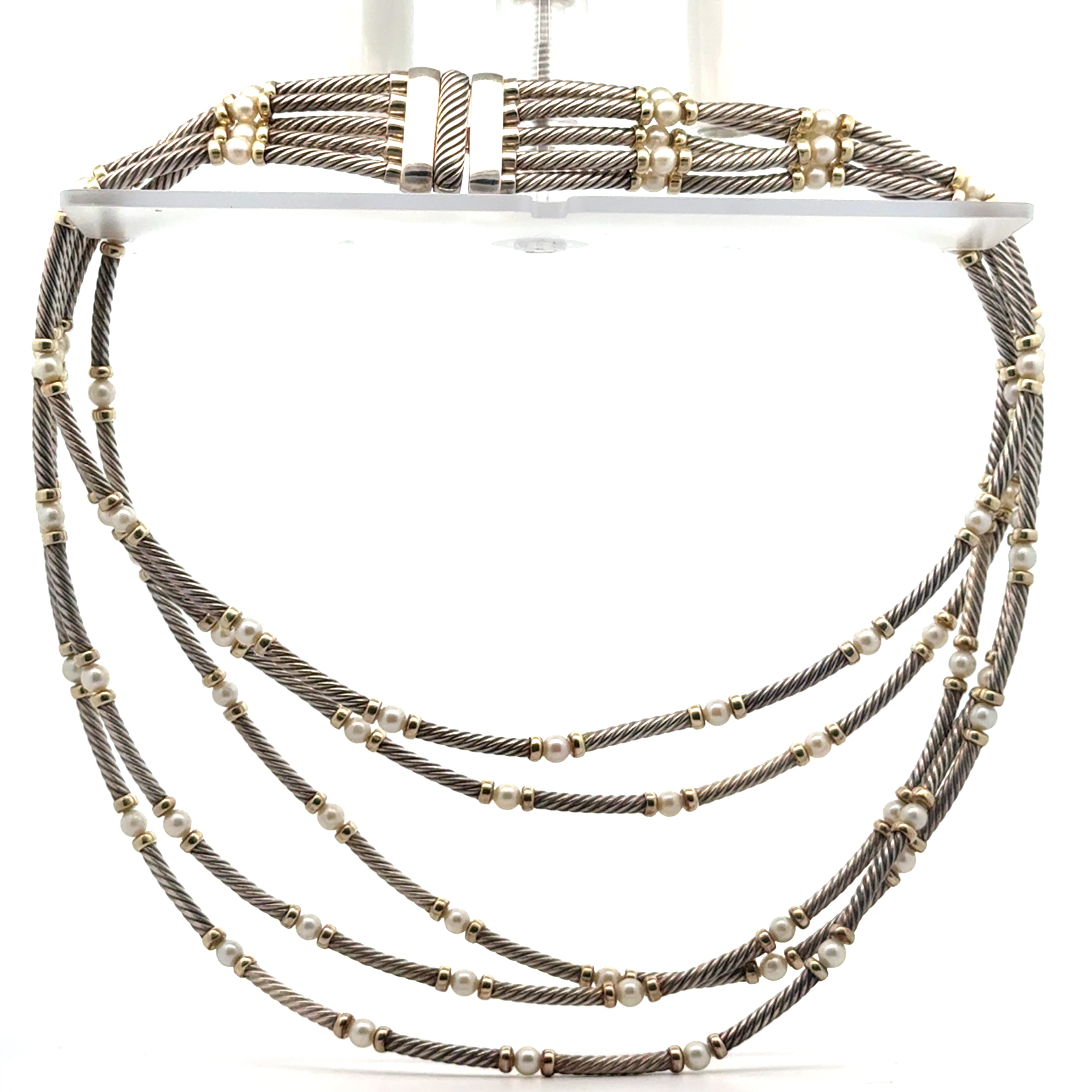 DY 5 Layer Silver & Pearl Necklace 1505437
