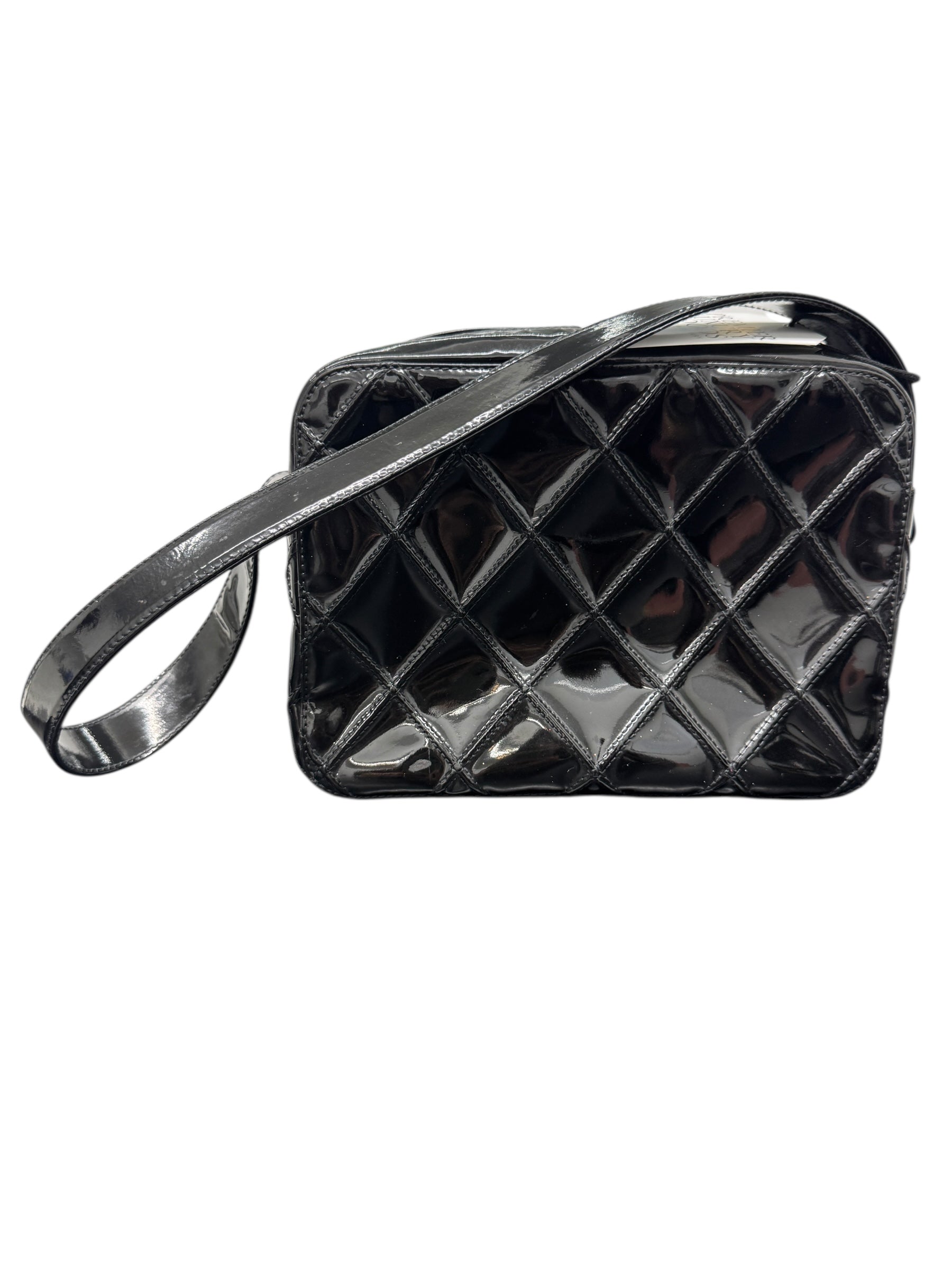 Authentic Vintage Chanel Shoulder Bag in Quilted Pattern Patent Leather 1413056