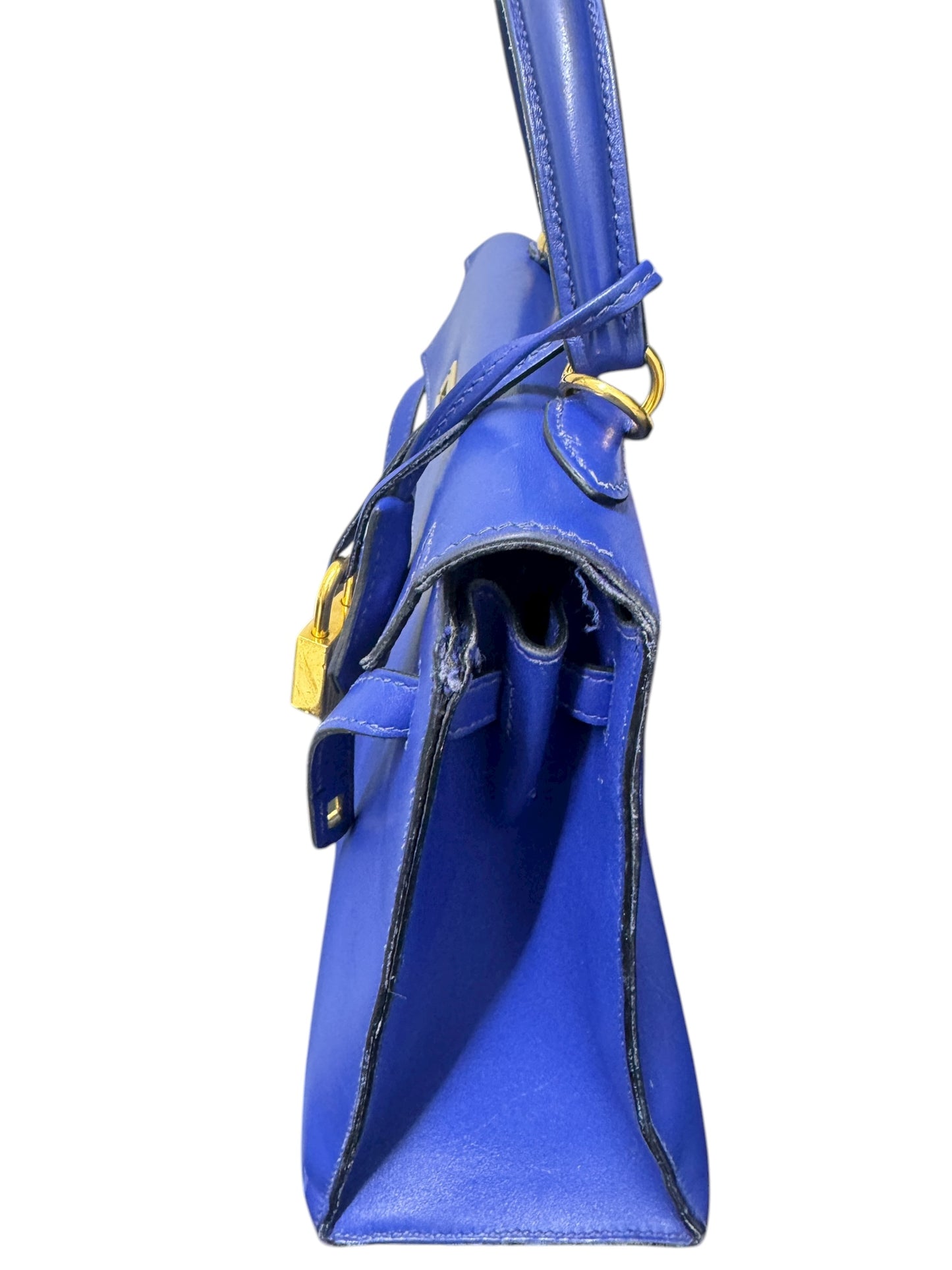 Authentic Hermès Kelly Sellier 25 in Bleu Electric with Gold Hardware 0251097