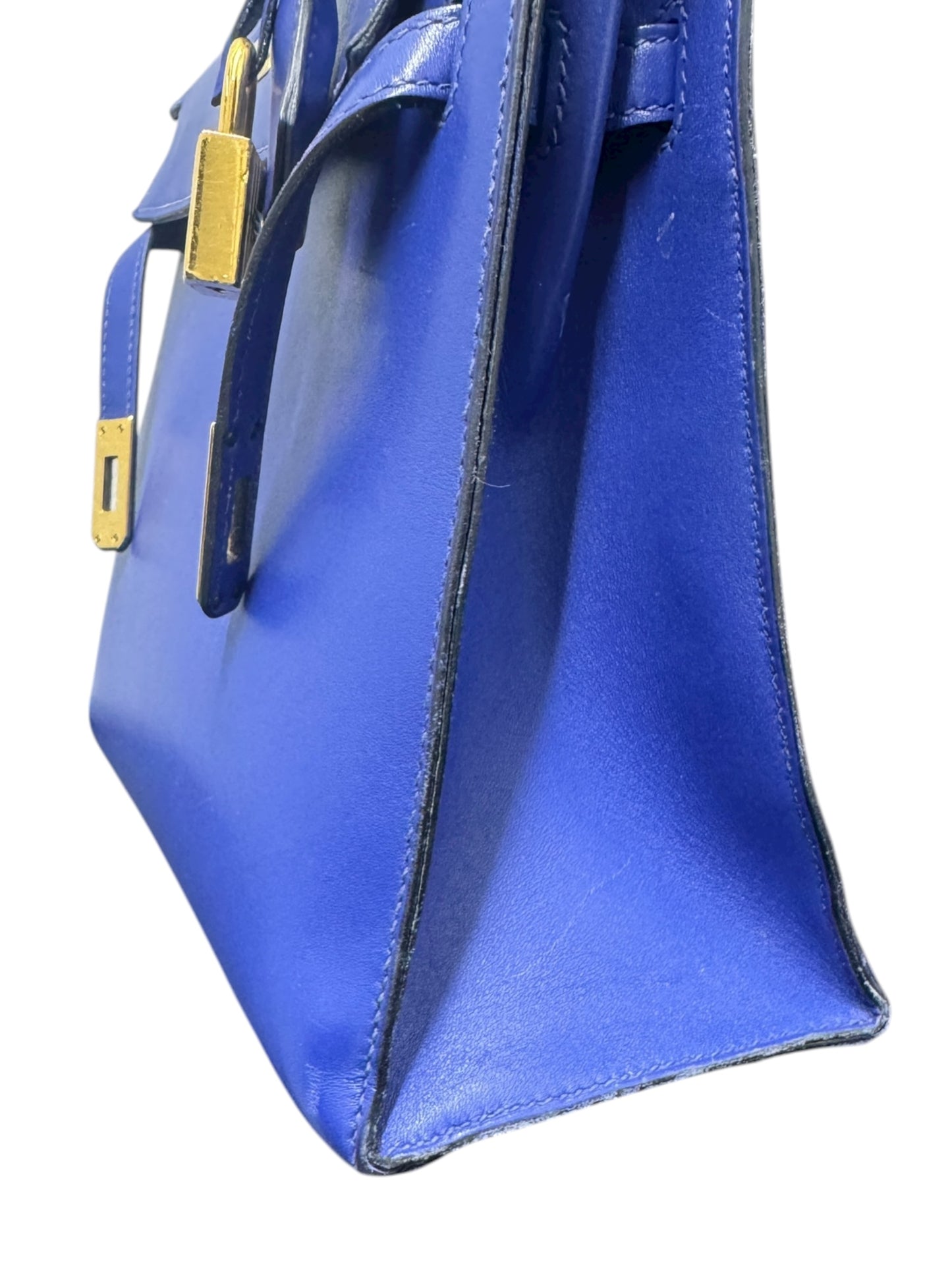 Authentic Hermès Kelly Sellier 25 in Bleu Electric with Gold Hardware 0251097