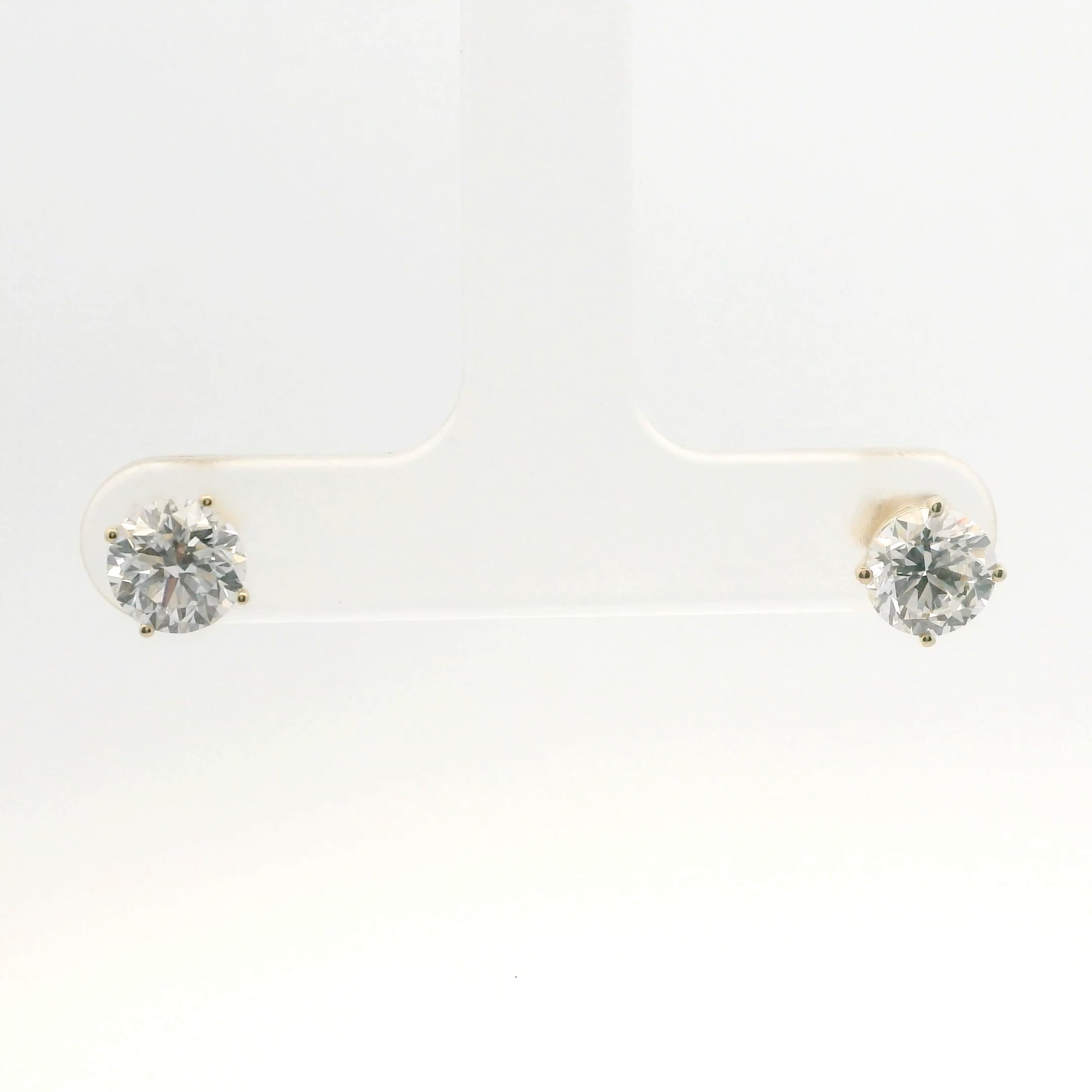 Brand New Lab Grown Diamond Stud Earrings - 2.00CTW Yellow Gold
