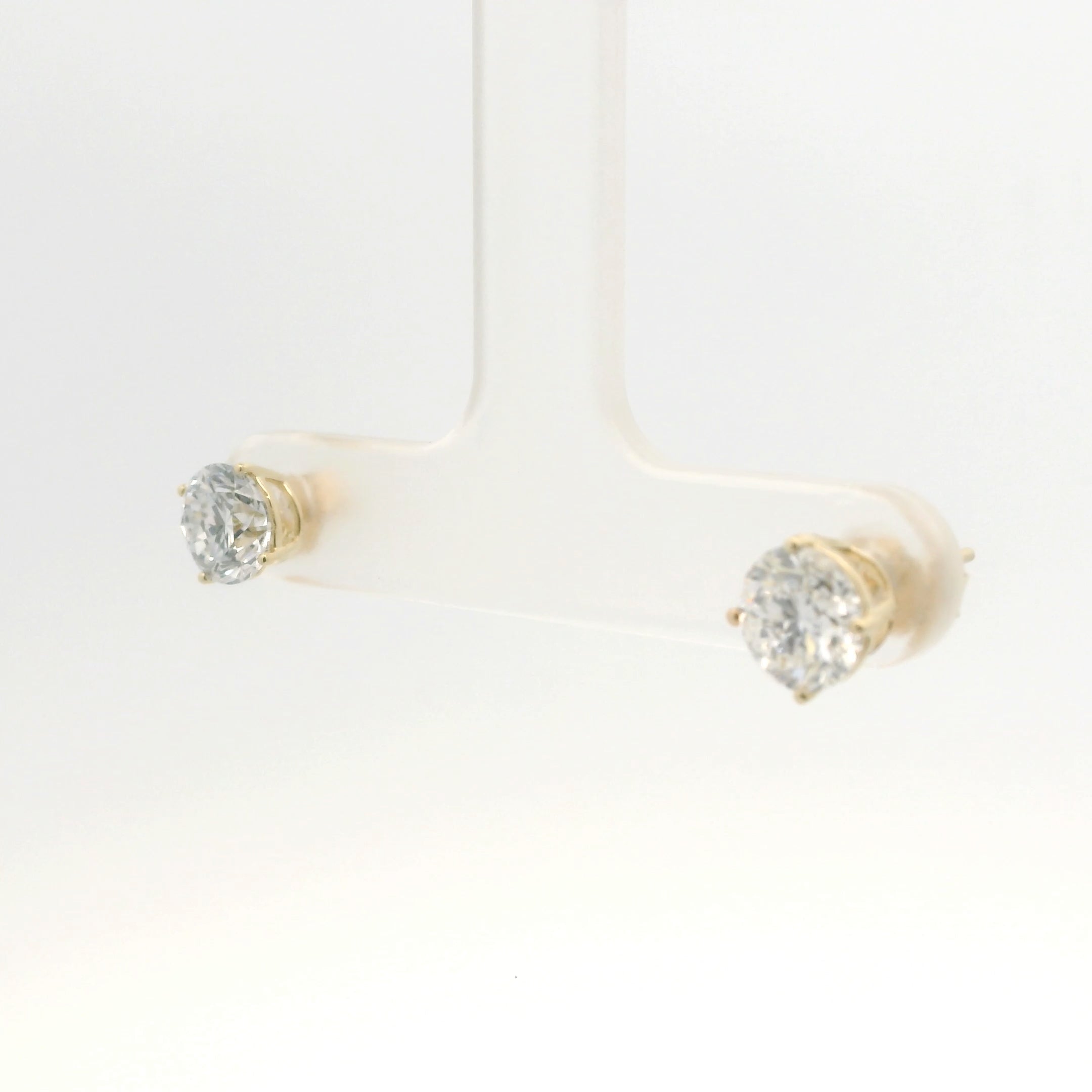 Brand New Lab Grown Diamond Stud Earrings - 2.00CTW Yellow Gold