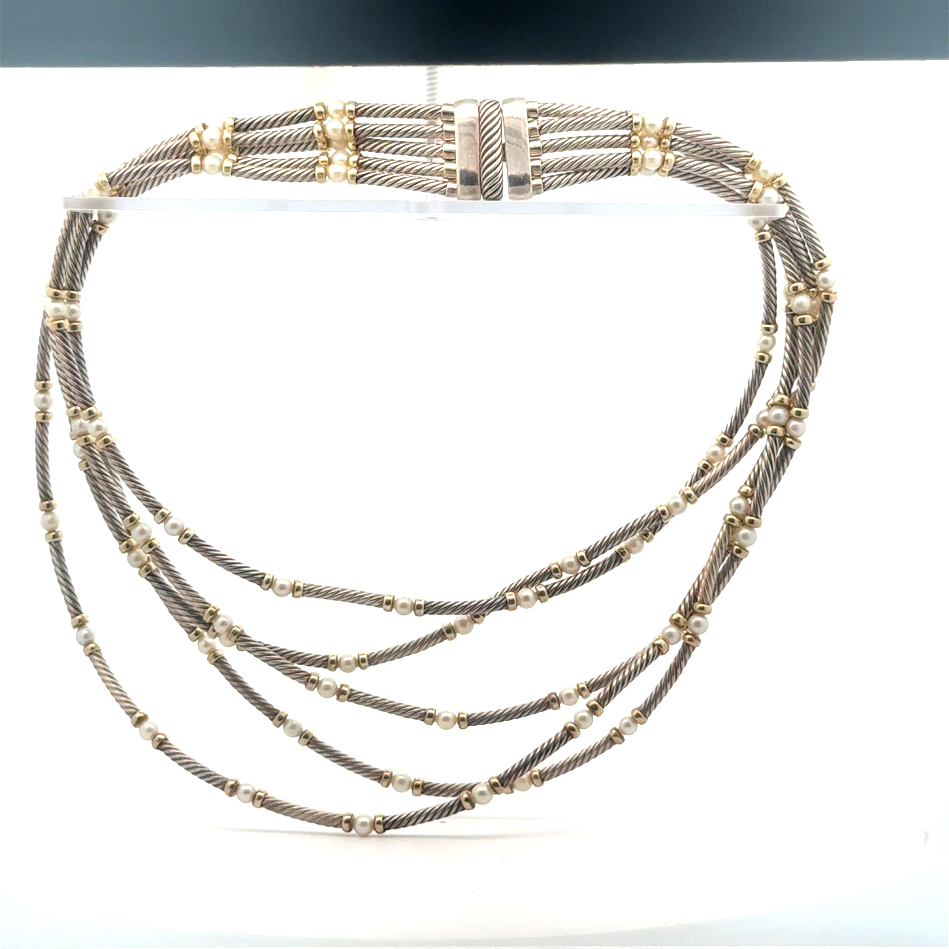 DY 5 Layer Silver & Pearl Necklace 1505437