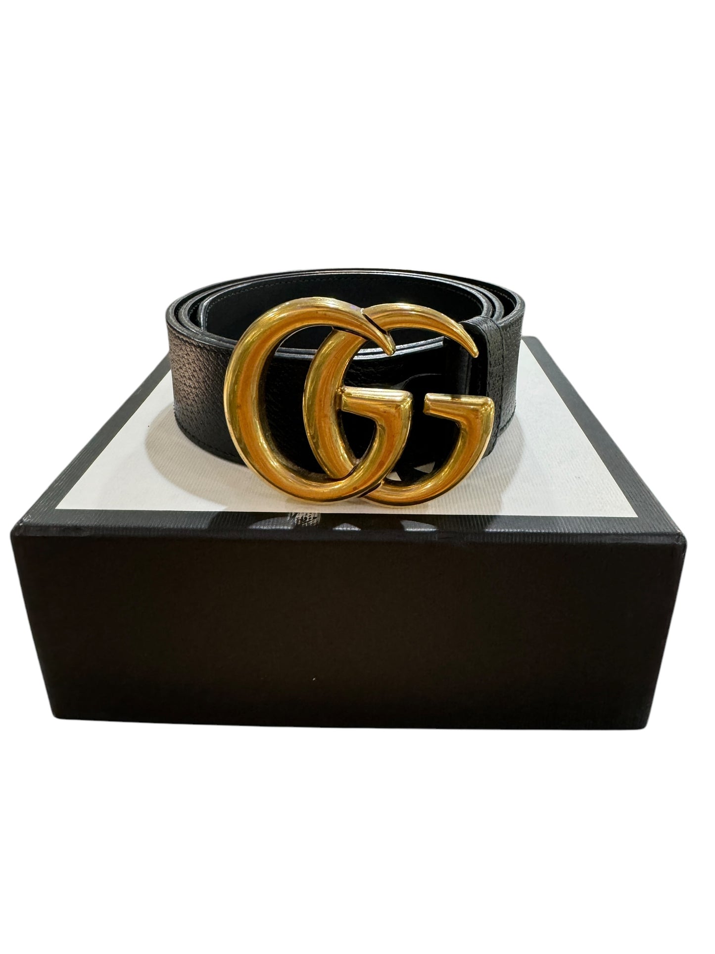 Gucci - Black GG Marmont Belt w/Gold (Size 90 / 36) 1406508