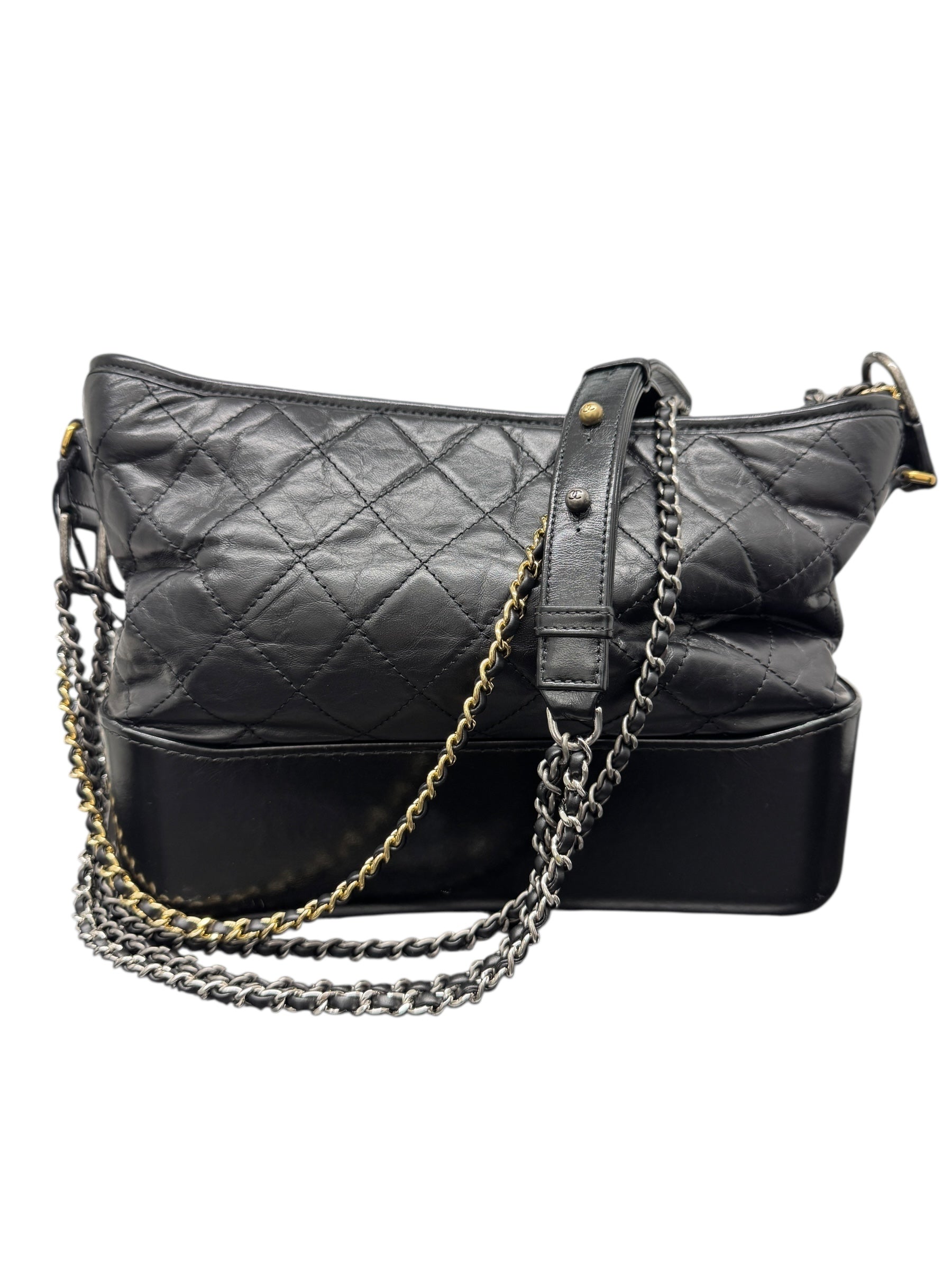 Authentic Chanel Aged Quilted Calfskin Gabrielle Hobo Bag 0455847