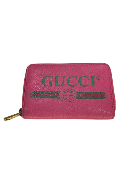 Gucci - Pink Leather Logo Compact Zip Wallet 1405975