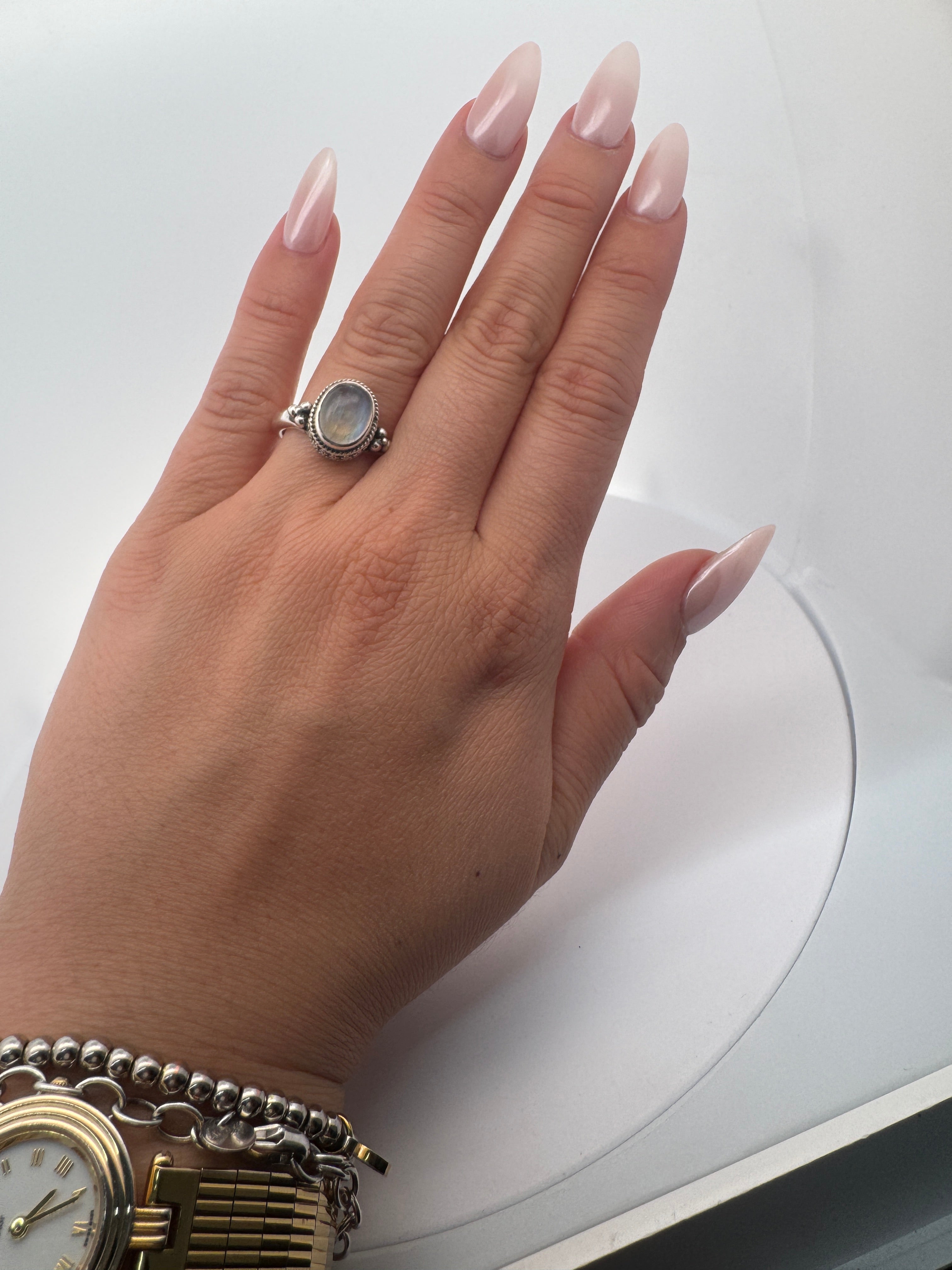 White Seafoam Ring Size 6 0833344
