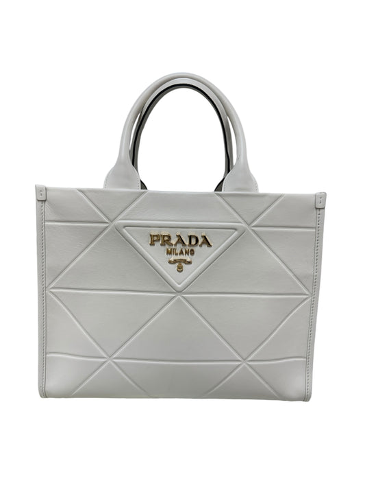 Prada - Small White Symbole Leather Tote 1406223