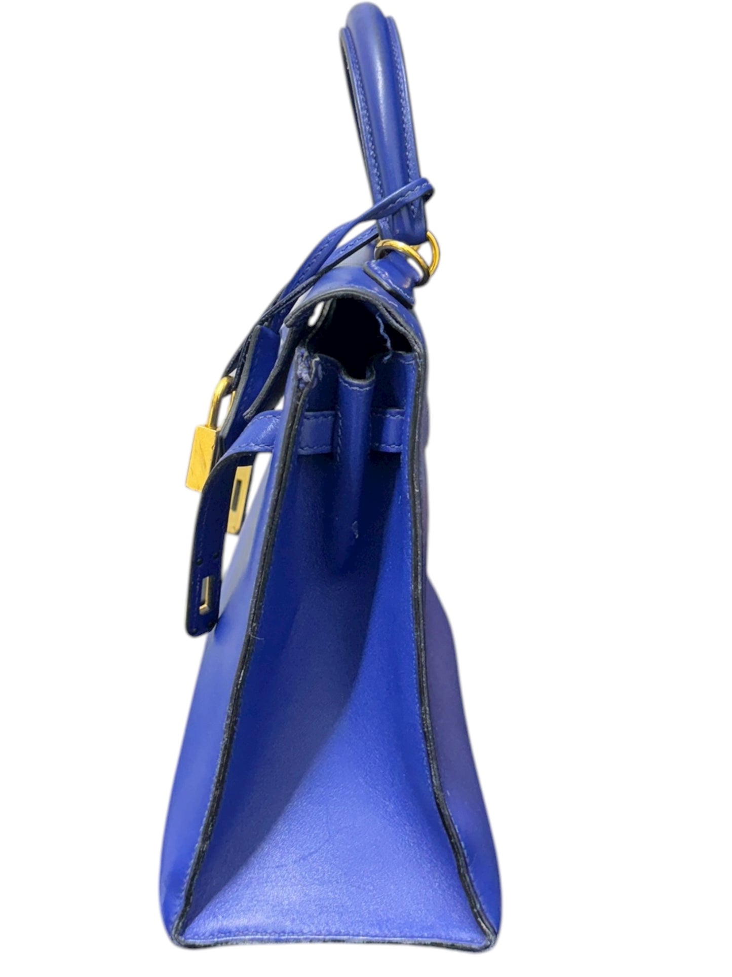 Authentic Hermès Kelly Sellier 25 in Bleu Electric with Gold Hardware 0251097