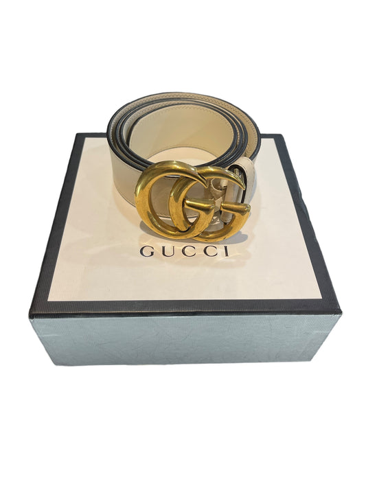 Gucci - Cream GG Belt Size 36 0451526