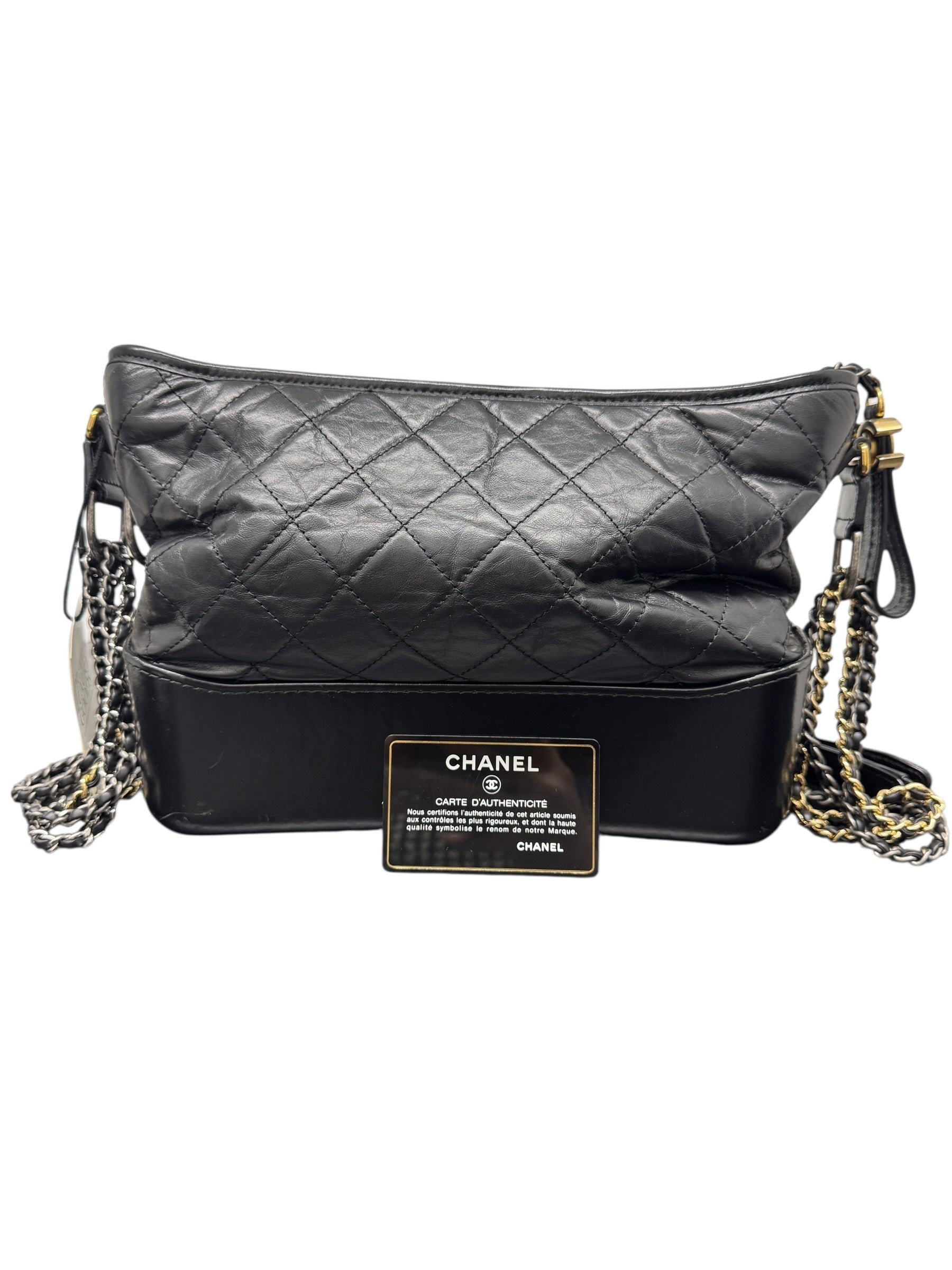Authentic Chanel Aged Quilted Calfskin Gabrielle Hobo Bag 0455847