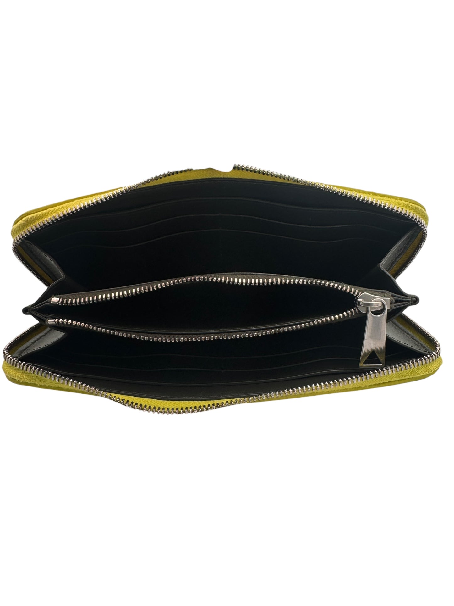Authentic Bottega Veneta Yellow Zip Around Wallet