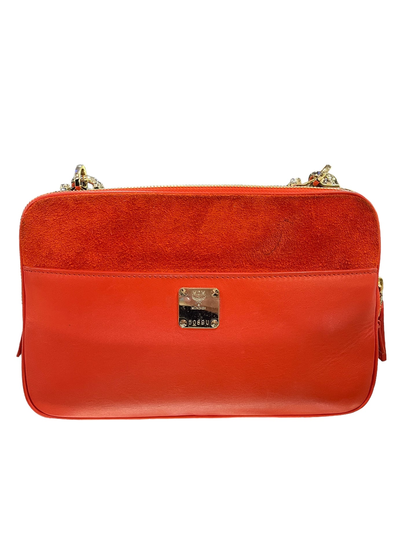 MCM - Cubism Suede Crossboy in Orange Suede 1312226