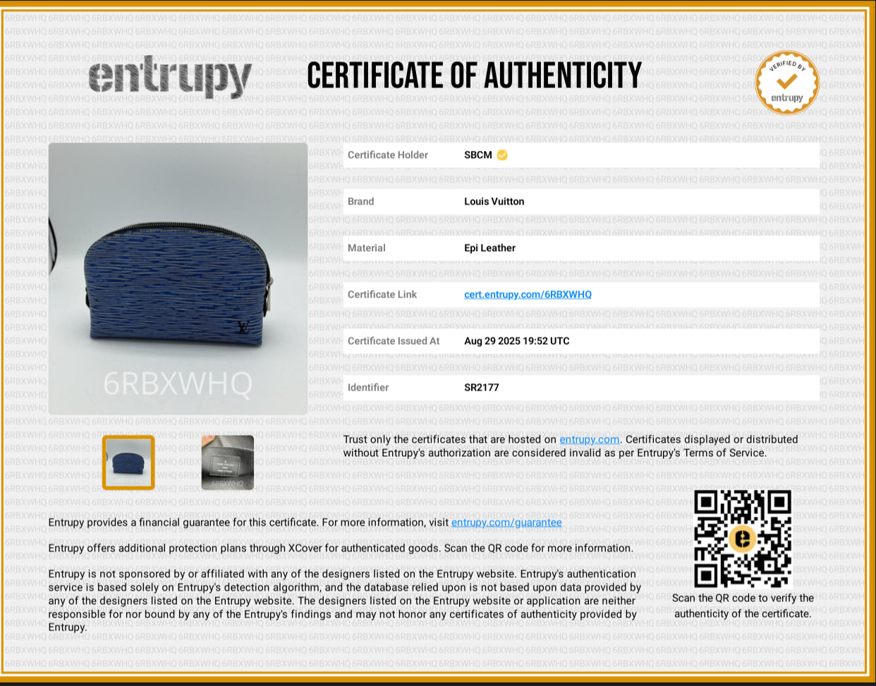 Authentic Louis Vuitton Cosmetic Pouch in Denim Epi 1413061