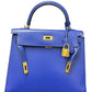 Authentic Hermès Kelly Sellier 25 in Bleu Electric with Gold Hardware 0251097