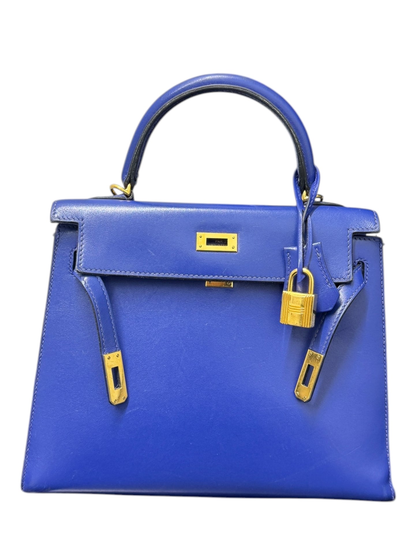 Authentic Hermès Kelly Sellier 25 in Bleu Electric with Gold Hardware 0251097