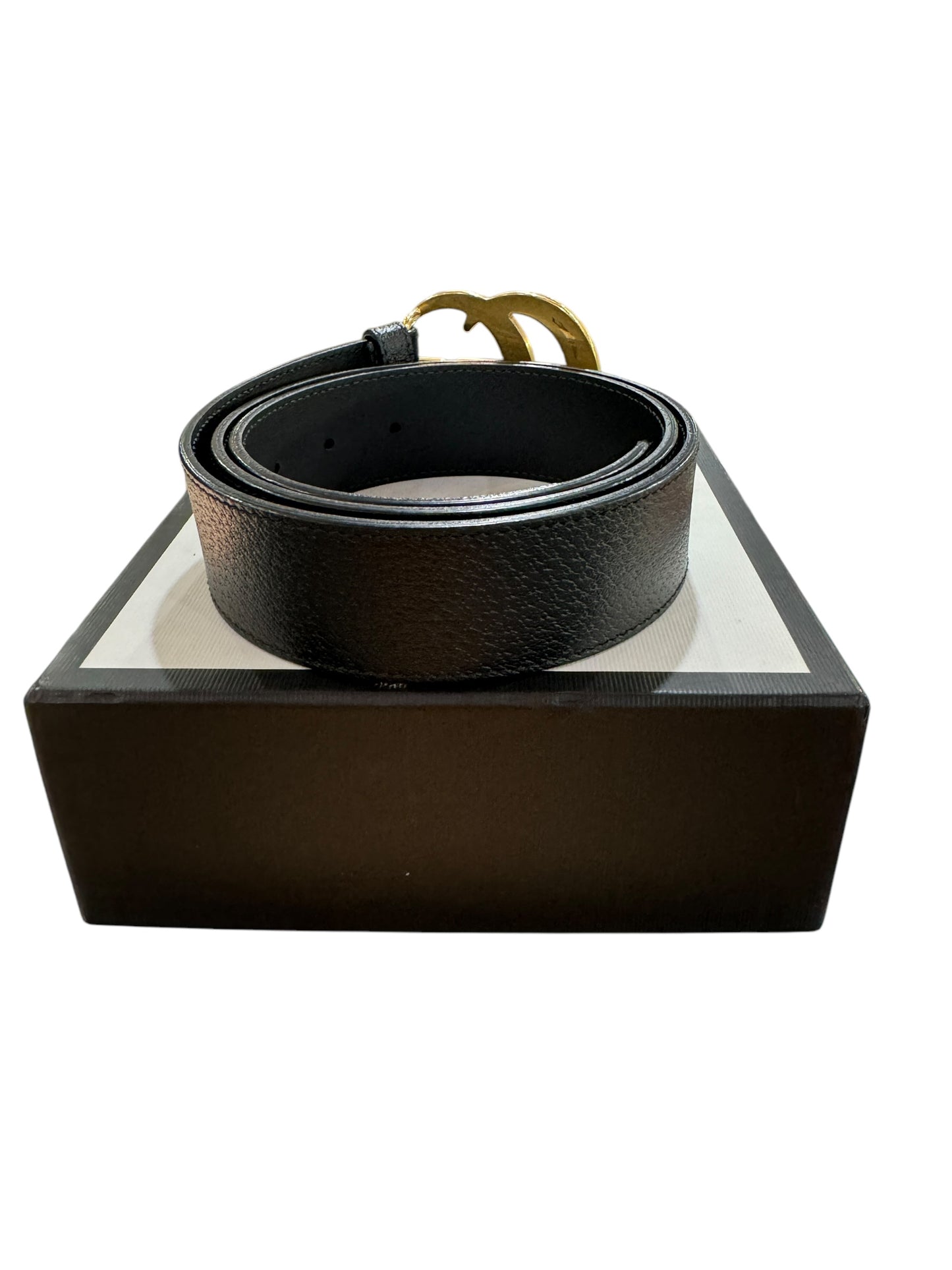 Gucci - Black GG Marmont Belt w/Gold (Size 90 / 36) 1406508