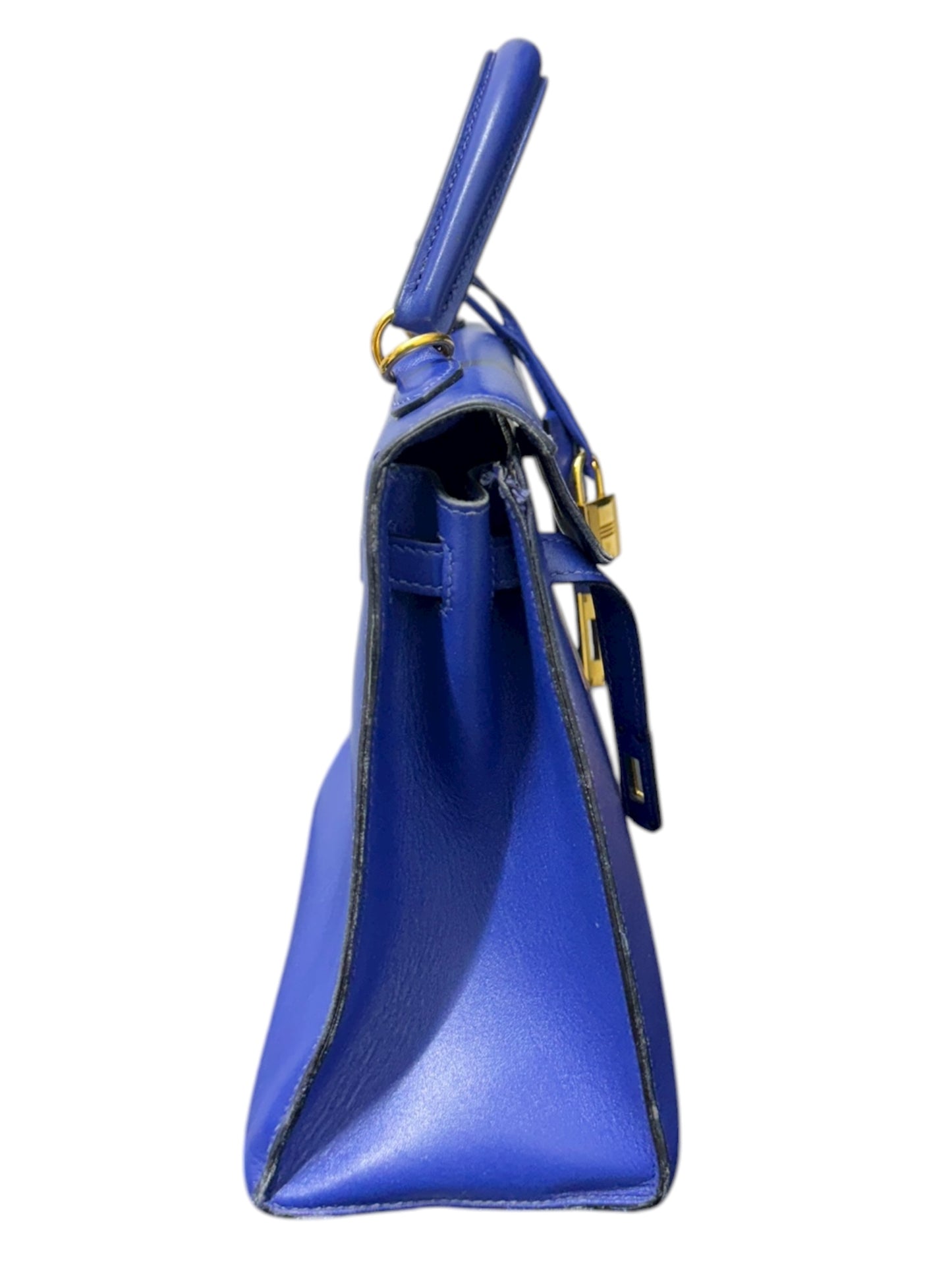 Authentic Hermès Kelly Sellier 25 in Bleu Electric with Gold Hardware 0251097