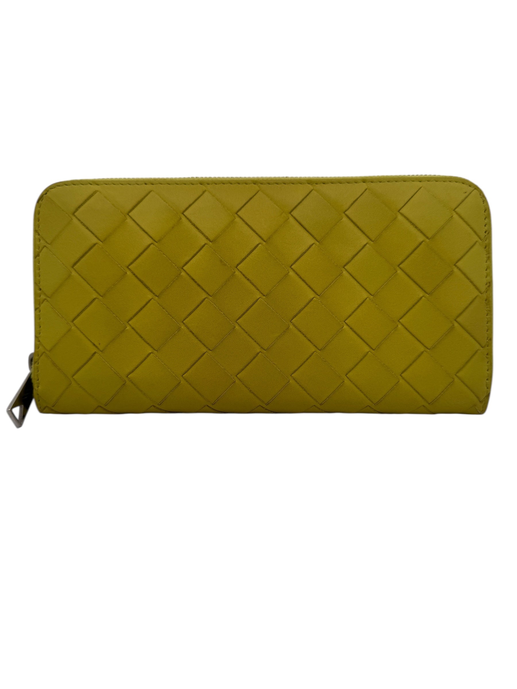 Authentic Bottega Veneta Yellow Zip Around Wallet 1414348