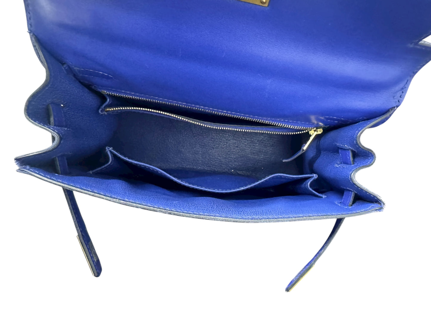 Authentic Hermès Kelly Sellier 25 in Bleu Electric with Gold Hardware 0251097