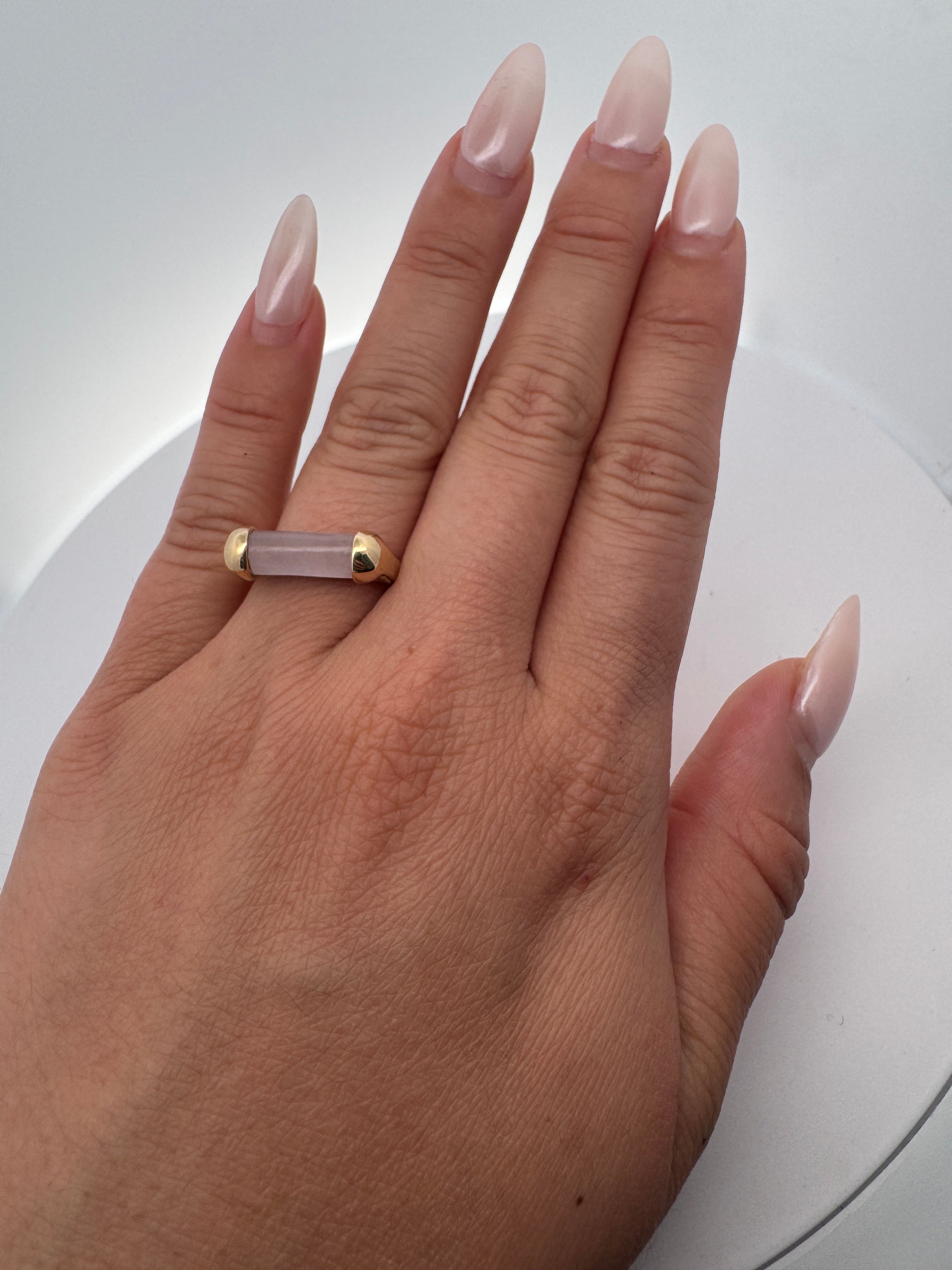 Lavender Jade Cylinder Ring Size 6.5 1025923