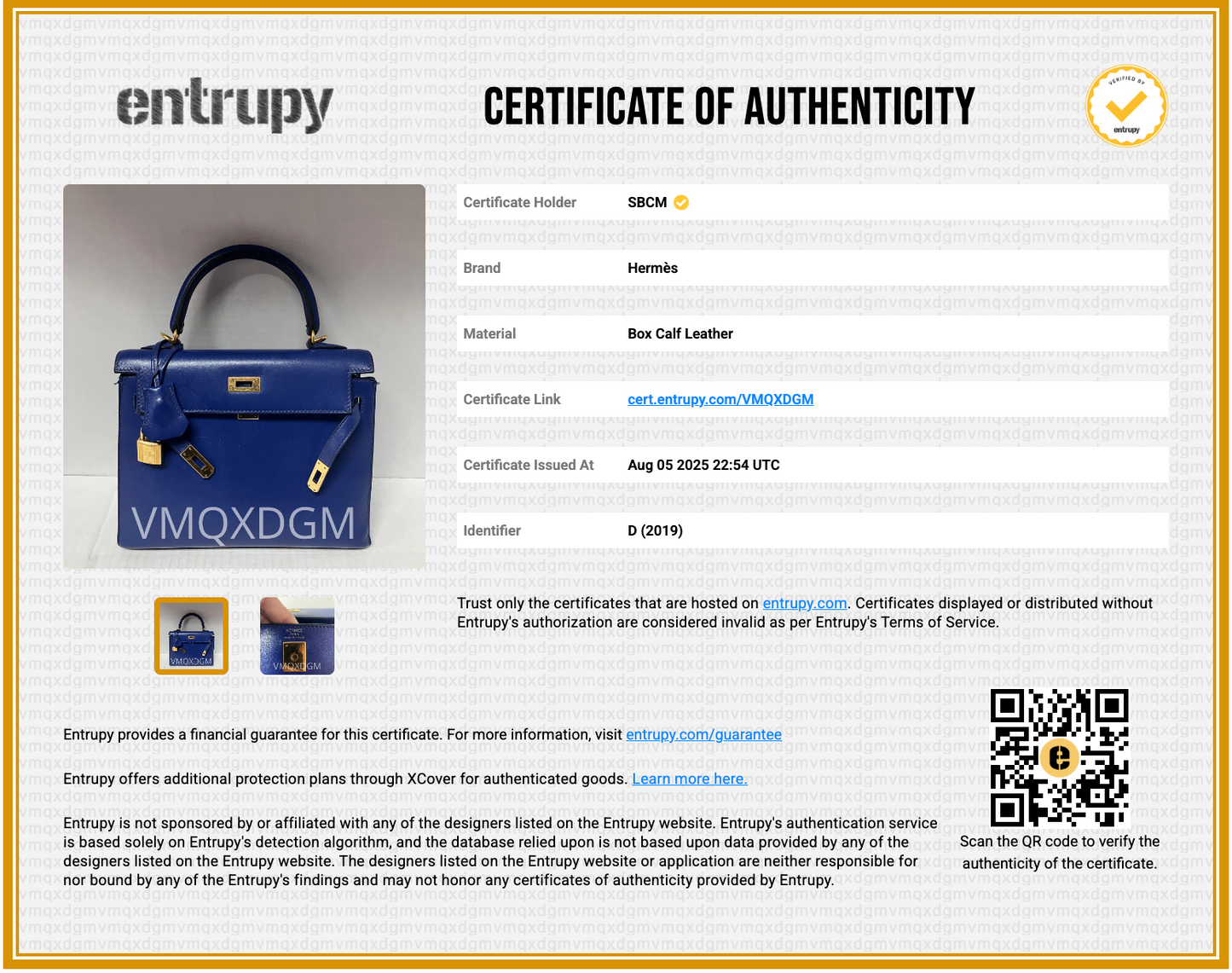 Authentic Hermès Kelly Sellier 25 in Bleu Electric with Gold Hardware 0251097