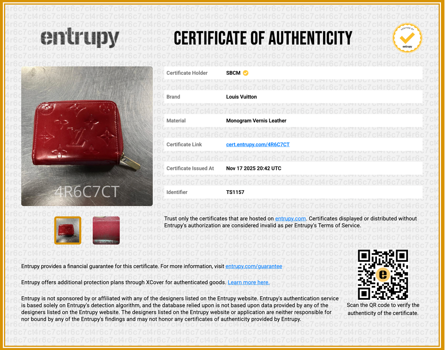 Authentic Louis Vuitton Zippy Coin Purse in Red Vernis