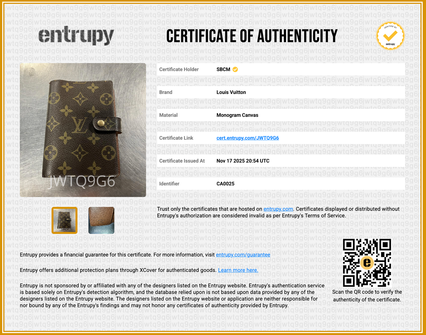 Authentic Louis Vuitton Agenda in Monogram