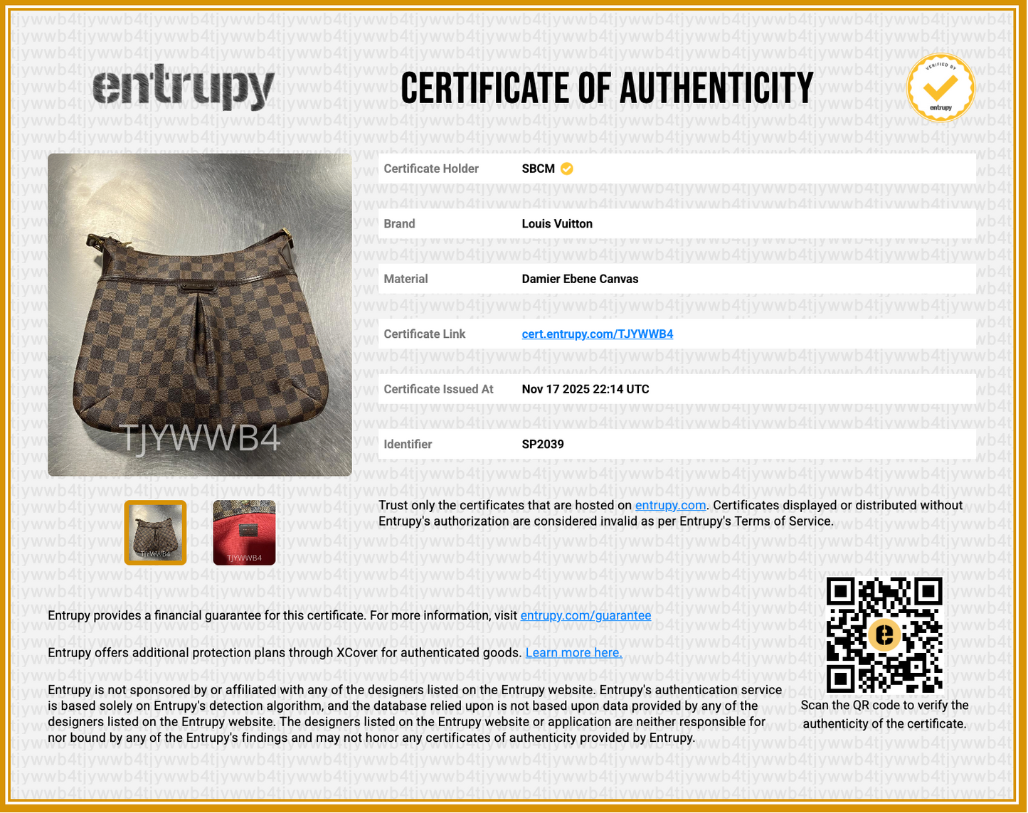 Authentic Louis Vuitton Bloomsbury PM in Damier Ebene