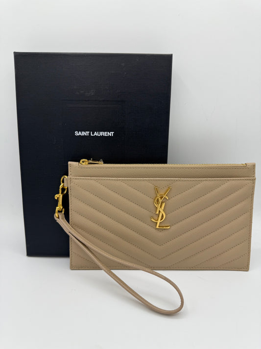 Saint Laurent Grain De Poudre Chevron Monogram Large Bill Pouch 1411868