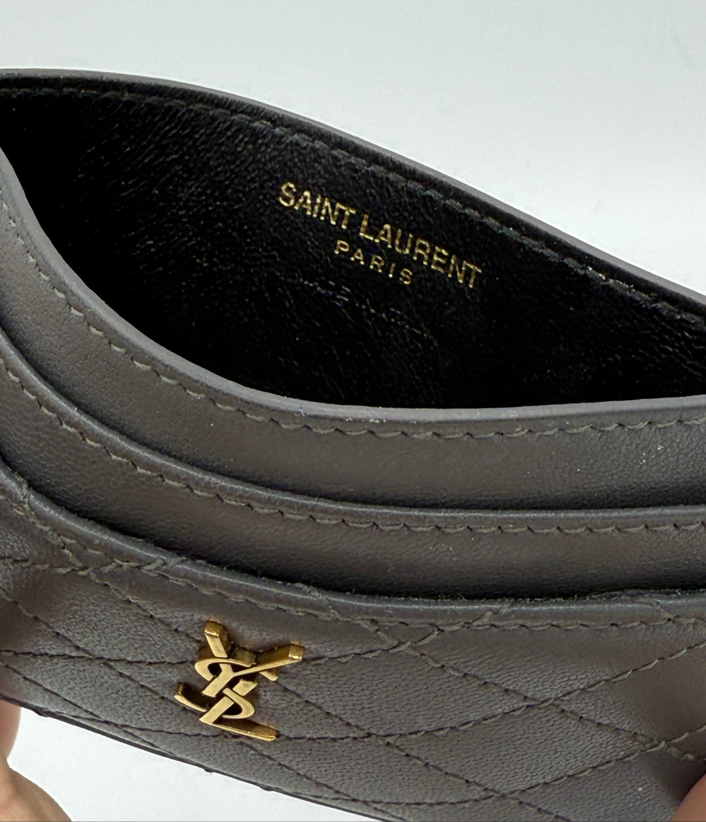 Saint Laurent Lambskin Quilted Monogram Gaby Card Case 1411378