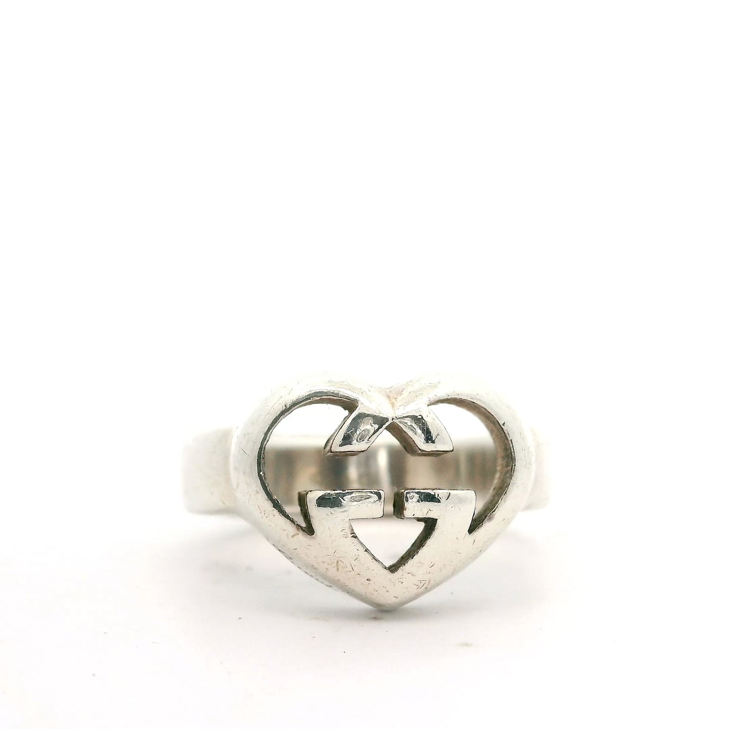 Authentic Gucci Interlocking G Heart Ring 4.5