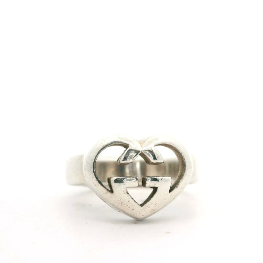 Authentic Gucci Interlocking G Heart Ring 4.5